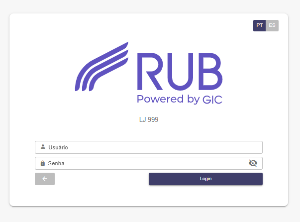 Tela de login do RUB