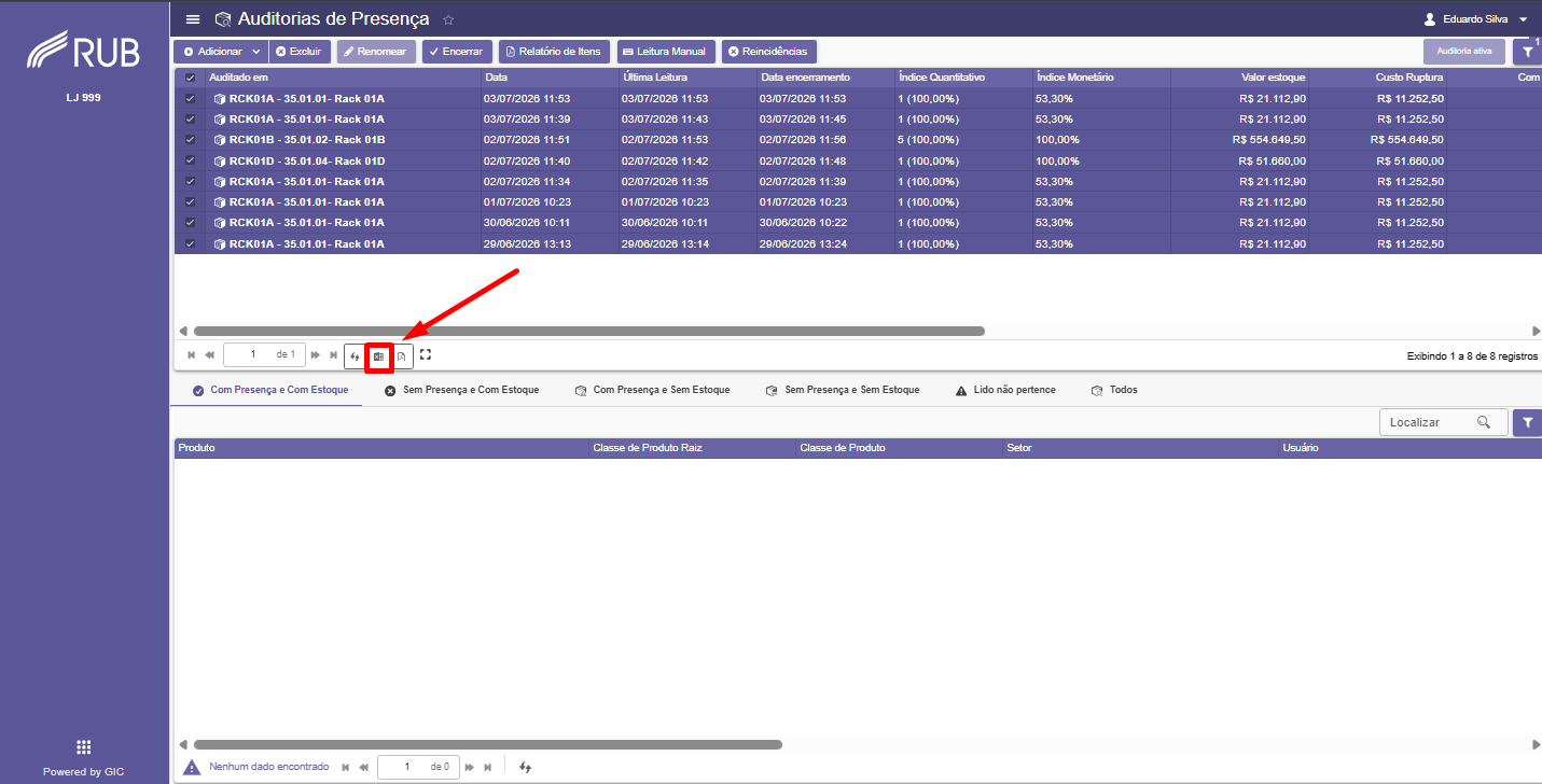 Auditoria de Presenca com icone de Excel destacado